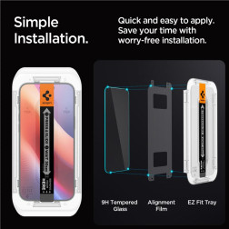Spigen Glass tR EZ Fit (Privacy) 2 Pack, transparency -&nbsp;iPhone&nbsp;17/16 Pro / 17