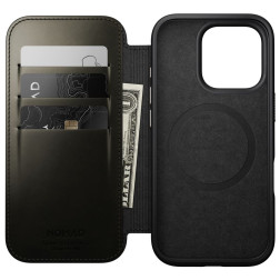 Nomad Leather Folio, green chrome - iPhone 16 Pro