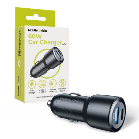 Mobile Origin Car Charger 60W USB-C and USB-A