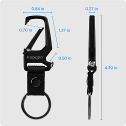 Spigen Carabiner With KeyRing 1 Pack, black