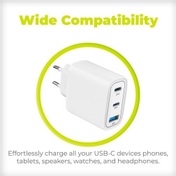 Mobile Origin GaN 40W Wall Charger MO13, 1 USB-A + 2 USB-C