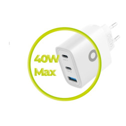 Mobile Origin GaN 40W Wall Charger MO13, 1 USB-A + 2 USB-C