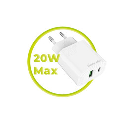 Mobile Origin PD20W Wall Charger MO12, 1 USB-A + 1 USB-C