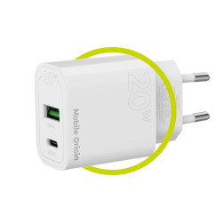 Mobile Origin PD20W Wall Charger MO12, 1 USB-A + 1 USB-C