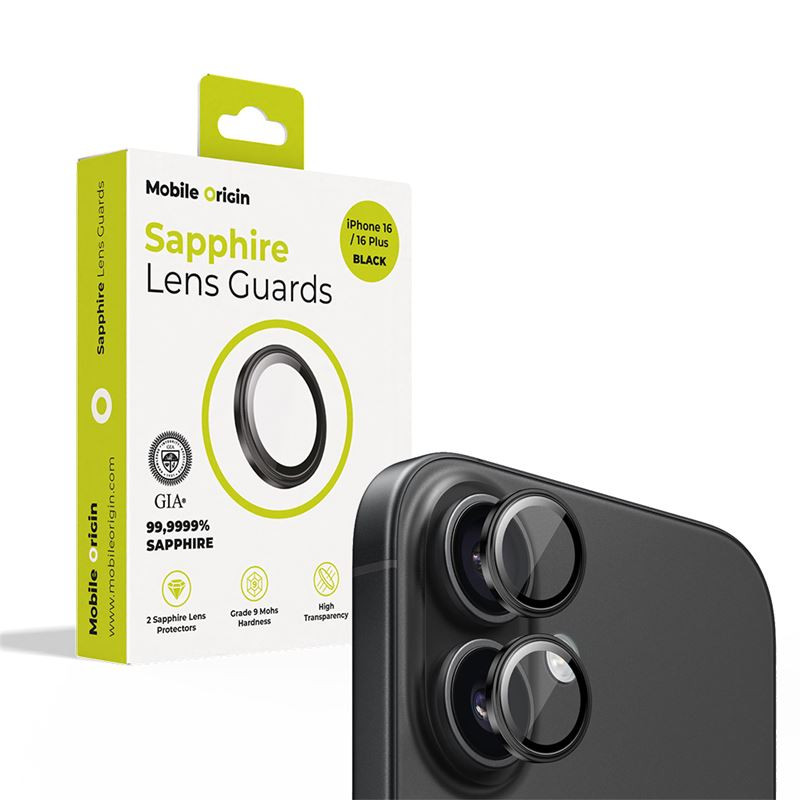 Mobile Origin Sapphire Lens guards, black - iPhone 16/16 Plus Mobile Origin Sapphire Lens guards, black - iPhone 16/16 Plus