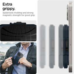 Spigen iPhone Lock Fit MagSafe Wallet, metal slate