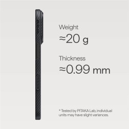 Dėklas Pitaka Ultra-Slim Case, Black/Grey - iPhone 17 Pro
