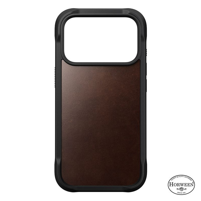 Dėklas Nomad Rugged Leather Case, rustic brown (Horween) - iPhone 17 Pro Dėklas Nomad Rugged Leather Case, rustic brown (Horween) - iPhone 17 Pro