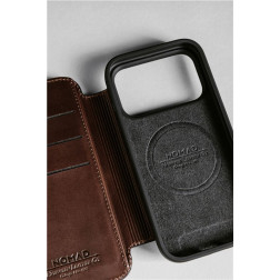 Dėklas Nomad Modern Leather Folio, rustic brown (Horween) - iPhone 17 Pro