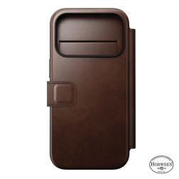 Dėklas Nomad Modern Leather Folio, rustic brown (Horween) - iPhone 17 Pro
