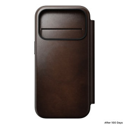 Dėklas Nomad Modern Leather Folio, rustic brown (Horween) - iPhone 17 Pro
