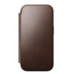 Dėklas Nomad Modern Leather Folio, rustic brown (Horween) - iPhone 17 Pro
