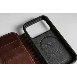 Dėklas Nomad Modern Leather Folio, rustic brown (Horween) - iPhone 17 Pro