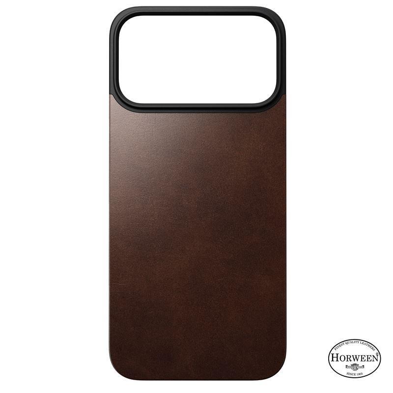 Nomad Magnetic Leather Back, rustic brown (Horween), Magsafe - iPhone 17 Pro Max Nomad Magnetic Leather Back, rustic brown (Horween), Magsafe - iPhone 17 Pro Max