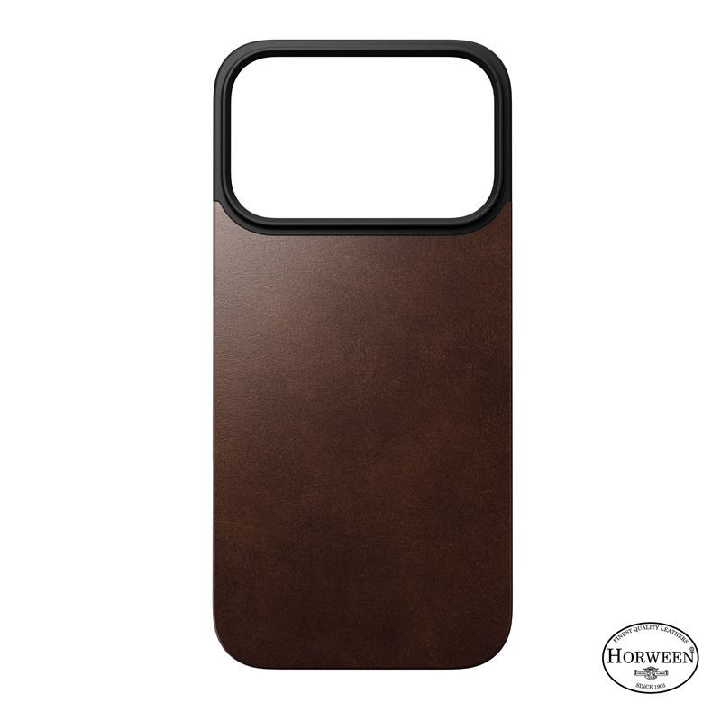 Dėklas Nomad Magnetic Leather Back, rustic brown (Horween), Magsafe - iPhone 17 Pro