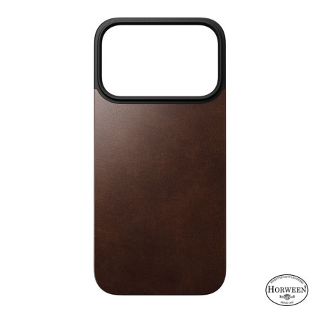Dėklas Nomad Magnetic Leather Back, rustic brown (Horween), Magsafe - iPhone 17 Pro