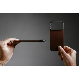 Dėklas Nomad Magnetic Leather Back, rustic brown (Horween), Magsafe - iPhone 17 Pro
