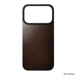 Dėklas Nomad Magnetic Leather Back, rustic brown (Horween), Magsafe - iPhone 17 Pro