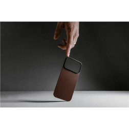 Dėklas Nomad Magnetic Leather Back, rustic brown (Horween), Magsafe - iPhone 17 Pro