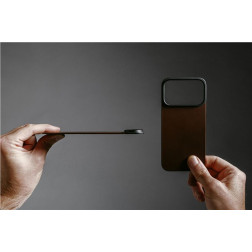 Dėklas Nomad Magnetic Leather Back, rustic brown (Horween), Magsafe - iPhone 17 Pro