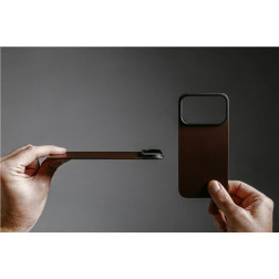Dėklas Nomad Magnetic Leather Back, rustic brown (Horween), Magsafe - iPhone 17 Pro