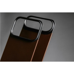 Dėklas Nomad Magnetic Leather Back, rustic brown (Horween), Magsafe - iPhone 17 Pro