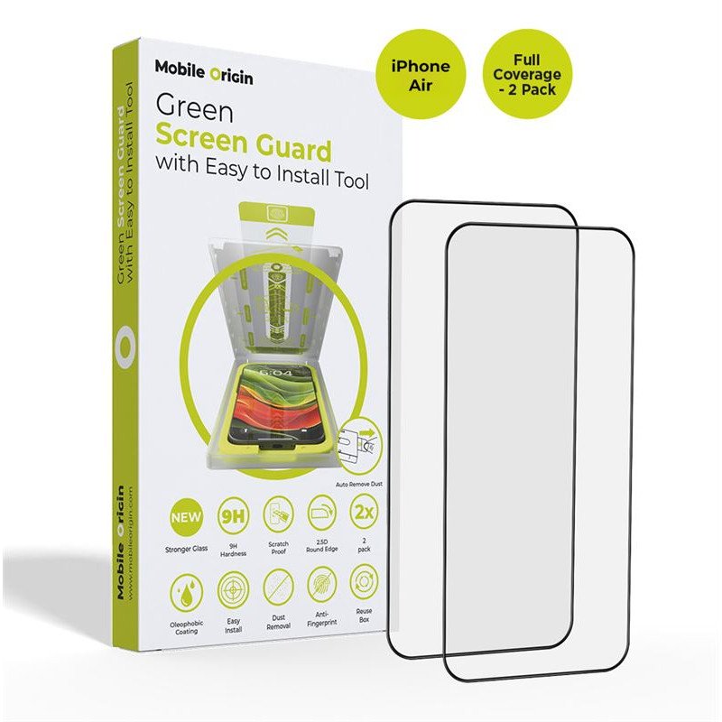 Mobile Origin Screen Guard with easy applicator, full coverage, 2 pack - iPhone Air