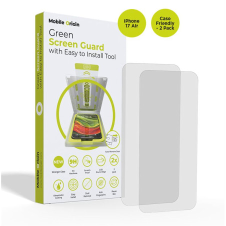 Mobile Origin Screen Guard with easy applicator, case friendly, 2 pack - iPhone Air