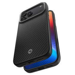 Spigen Enzo Aramid T, black silver - iPhone 17 Pro Max