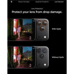 Kamerų apsauga Spigen Glass tR EZ Fit Optik Pro 2 Pack, orange - iPhone 17/16/15/14 Pro / 17/16/15/14 Pro Max