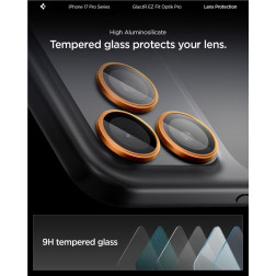 Kamerų apsauga Spigen Glass tR EZ Fit Optik Pro 2 Pack, orange - iPhone 17/16/15/14 Pro / 17/16/15/14 Pro Max