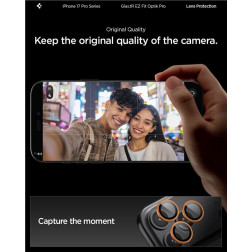 Kamerų apsauga Spigen Glass tR EZ Fit Optik Pro 2 Pack, orange - iPhone 17/16/15/14 Pro / 17/16/15/14 Pro Max