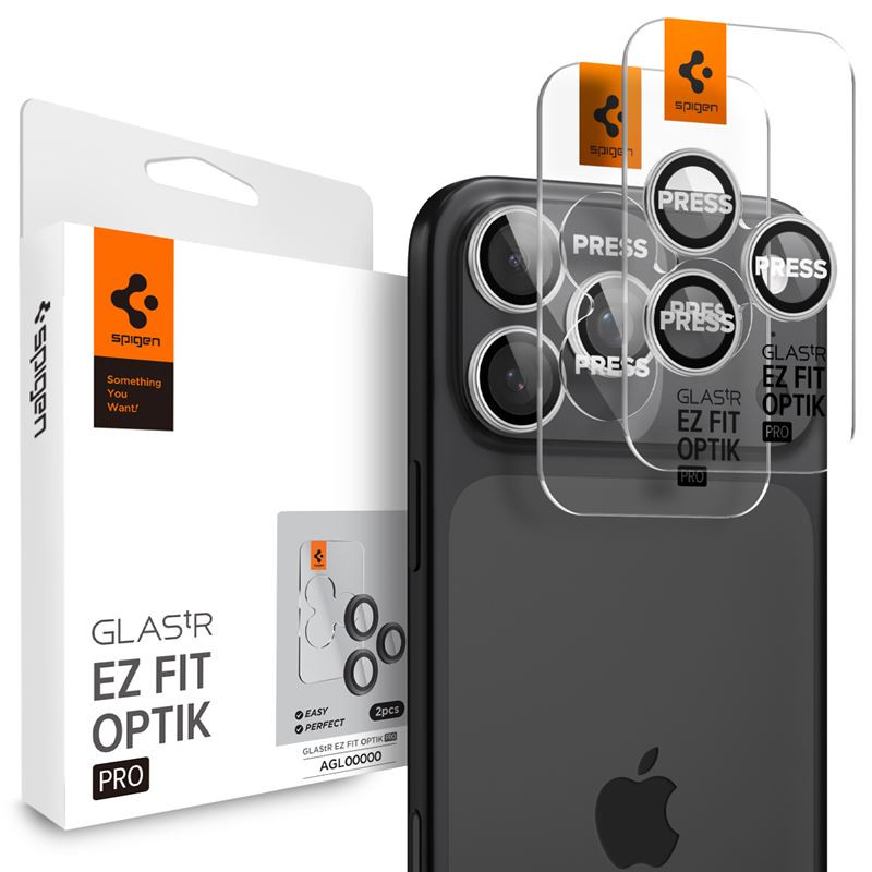 Kamerų apsauga Spigen Glass tR EZ Fit Optik Pro 2 Pack, silver - iPhone 17/16/15/14 Pro / 17/16/15/14 Pro Max