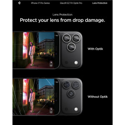 Kamerų apsauga Spigen Glass tR EZ Fit Optik Pro 2 Pack, silver - iPhone 17/16/15/14 Pro / 17/16/15/14 Pro Max