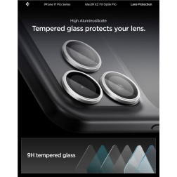 Kamerų apsauga Spigen Glass tR EZ Fit Optik Pro 2 Pack, silver - iPhone 17/16/15/14 Pro / 17/16/15/14 Pro Max