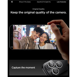 Kamerų apsauga Spigen Glass tR EZ Fit Optik Pro 2 Pack, silver - iPhone 17/16/15/14 Pro / 17/16/15/14 Pro Max