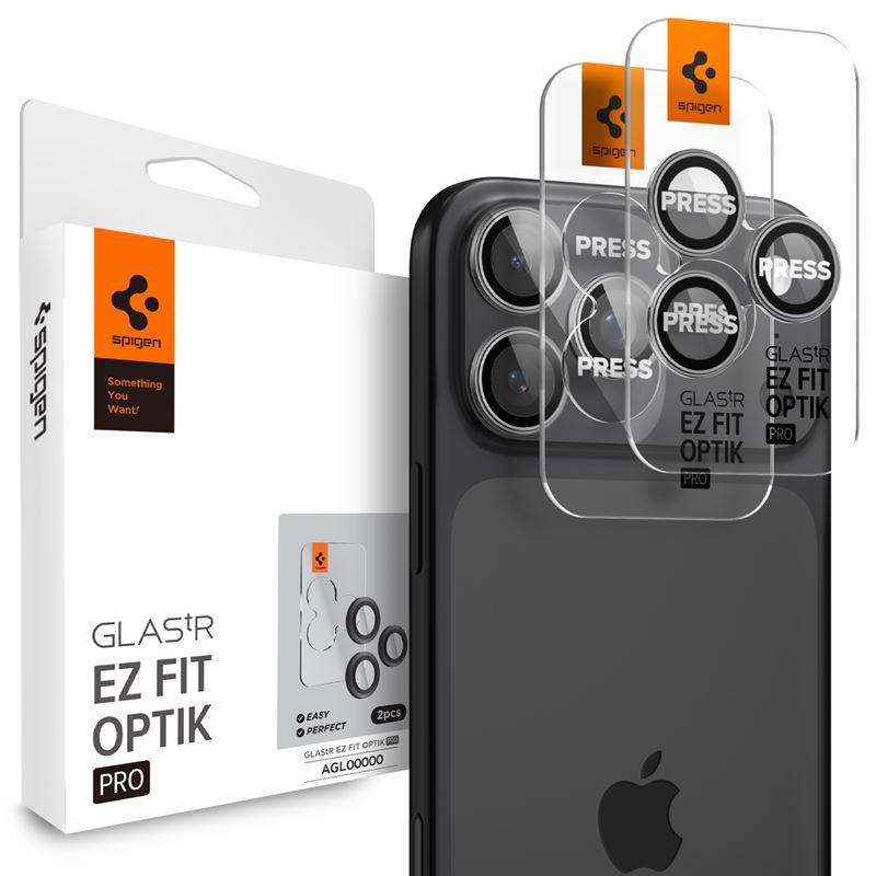 Kamerų apsauga Spigen Glass tR EZ Fit Optik Pro 2 Pack, gray - iPhone 17/16/15/14 Pro / 17/16/15/14 Pro Max