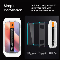 Spigen Glass tR EZ Fit 2 Pack, transparency -Â iPhoneÂ 17/16 Pro Max