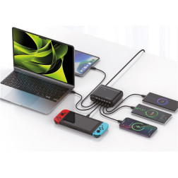 Mobile Origin GaN 140W Travel Charger Hub PW12 EU/UK/US, 3x USB-C + 3x USB-A