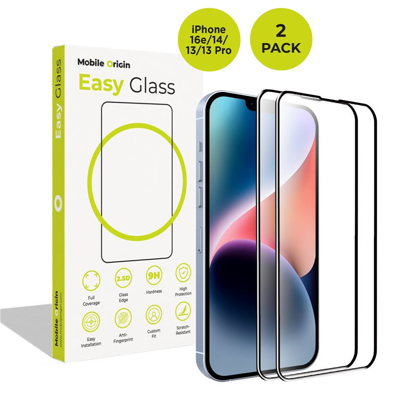Mobile Origin EasyGlass iPhone 16e/14/13/13 Pro, 2 pack