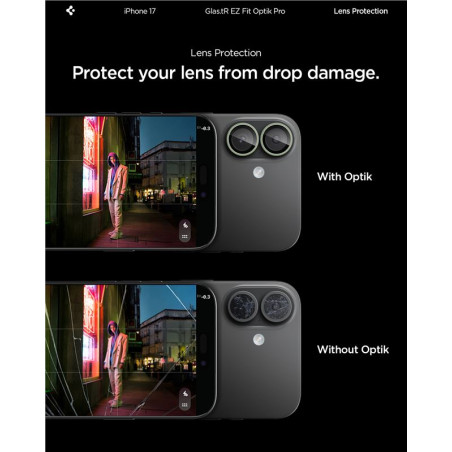 Spigen Glass tR EZ Fit Optik Pro 2 Pack, green - iPhone 17