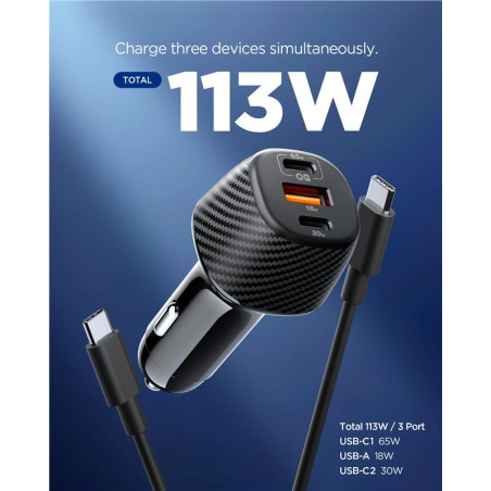 Spigen Essential 113W Car Charger EV1133, black