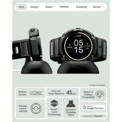 Spigen Rugged Armor, matte black - Google Pixel Watch 4 41mm