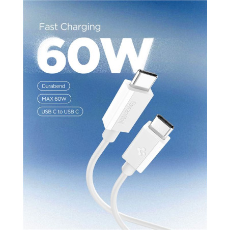 Spigen Essential USB C to USB C 60W Cable, white EB6020CC