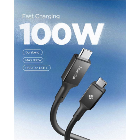 Spigen Essential USB C to USB C 100W Cable, black EB10010CC