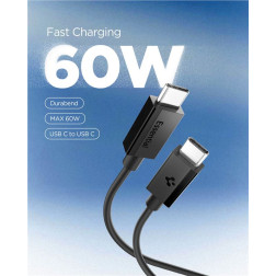 Spigen Essential USB C to USB C 60W Cable, black EB6010CC
