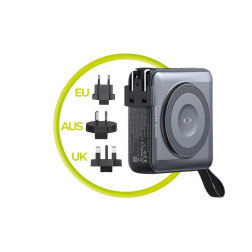 Mobile Origin Powerbank & Travel Charger, Lightning/USB-C Cable, MagSafe AW/iPhone Compatible, black