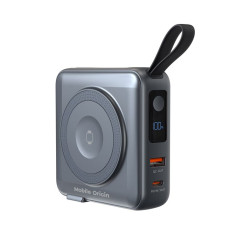 Mobile Origin Powerbank & Travel Charger, Lightning/USB-C Cable, MagSafe/AW/iPhone Compatible, grey