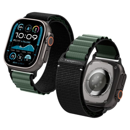 Spigen Fabric Band (hook), black green - Apple Watch 49mm/46mm/45mm/44mm