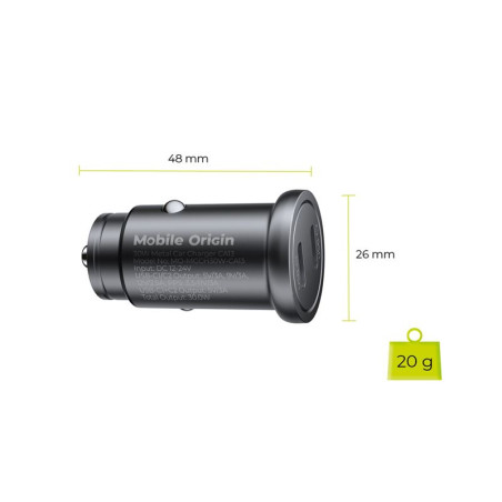 Mobile Origin Metal Car Charger 30W, CA13 - 2x USB-C